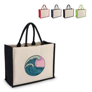 Elegante Tasche mit Vorder- und Rückwand aus Baumwoll-Canvas und Seiten und Boden aus Jute - alles 320 g/m². Die Baumwollgriffe und Seitenwände in Akzentfarben sorgen für zusätzlichen optischen Reiz. Oeko-Tex®-zertifiziert. Ideal für den Einzelhandel... Elegante Tasche mit Vorder- und Rückwand aus Baumwoll-Canvas und Seiten und Boden aus Jute - alles 320 g/m². Die Baumwollgriffe und Seitenwände in Akzentfarben sorgen für zusätzlichen optischen Reiz. Oeko-Tex®-zertifiziert. Ideal für den Einzelhandel...