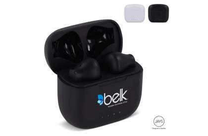 These ergonomic wireless earphones from Jays feature superior call quality and a perfect fit due to the different silicone ear tips. It comes with a superior microphone for clear conversations. With up to 4 hours of playtime on a single charge and three additional charges in the charging case.