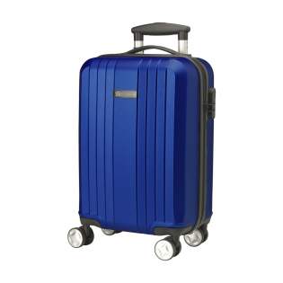 Trendy, lightweight 18" trolley case made from 100% ABS with a metallic look. With spacious main compartment, four dual wheels, extandable handle and lock. Capacity 28 litres.