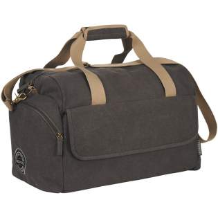 This Venture duffel is designed for the individuals who crave adventure. Large main opening with interior mesh pocket. Large front pocket with organizer. Removable adjustable shoulder straps. Side pocket. Rear trolley sleeve.