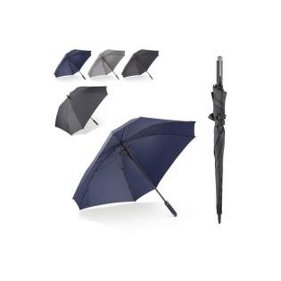 Der große und luxuriöse Regenschirm ist ein echter Hingucker. Sein markantes quadratisches Design schafft eine größere Fläche und ist groß genug für zwei Personen. Das Gestell ist vollständig aus Fiberglas gefertigt und windfest.