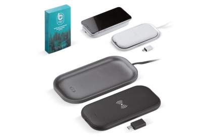 Wireless charger that fits perfect on any desk. Any mobile device can be charged. With the included Type-C to USB-A adapter, also a phone that doesn't have a wireless charging function can be charged.