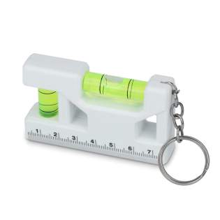 Multifunktionaler Schlüsselhalter mit integrierter vertikaler und horizontaler Wasserwaage, einem 7-cm-Lineal und einem Magneten. Ideal für kleine Nivellieraufgaben und schnelle Messungen.
