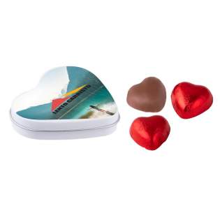 Heart shaped tin with 3 heart shaped chocolates