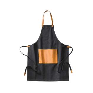 Robust apron in stonewashed canvas 500 gsm with PU material details. An apron that ages with dignity.