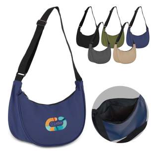 Diese Halbmond-Tasche aus PU-beschichtetem, recyceltem PET aus 600D-Material verfügt über einen verstellbaren Schultergurt und zwei Innentaschen für Zubehör zur geordneten Aufbewahrung. Diese Halbmond-Tasche aus PU-beschichtetem, recyceltem PET aus 600D-Material verfügt über einen verstellbaren Schultergurt und zwei Innentaschen für Zubehör zur geordneten Aufbewahrung.