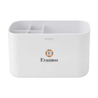 Praktische kunststof organiser voor de badkamer van het merk Brabantia. Compact design met 4 kleine vakken en 1 groot vak. Voor het overzichtelijk, gescheiden en rechtop opbergen van o.a. tandpasta, een tandenborstel, kam en andere accessoires. Alles blijft schoon en droog. De uitneembare inzet heeft gaatjes voor ventilatie en het afvoeren van water. Met antislip onderzijde. Gemaakt van corroseriebestendige materialen, dus ideaal voor vochtige ruimtes. Gemakkelijk schoon te maken. 100% recyclebaar. Met 5 jaar fabrieksgarantie. Praktische kunststof organiser voor de badkamer van het merk Brabantia. Compact design met 4 kleine vakken en 1 groot vak. Voor het overzichtelijk, gescheiden en rechtop opbergen van o.a. tandpasta, een tandenborstel, kam en andere accessoires. Alles blijft schoon en droog. De uitneembare inzet heeft gaatjes voor ventilatie en het afvoeren van water. Met antislip onderzijde. Gemaakt van corroseriebestendige materialen, dus ideaal voor vochtige ruimtes. Gemakkelijk schoon te maken. 100% recyclebaar. Met 5 jaar fabrieksgarantie.