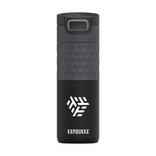 The ideal thermo bottle for when you’re on the go made by Kambukka® • excellent quality • beautiful design • handy size • vacuum insulated 18/8 stainless steel • BPA-free • keeps drinks hot for up to 9 hours and cold for up to 18 hours • 3-in-1 lid with 2 drinking positions: just press to take a quick sip, or open it completely to drink just as comfortably as from a mug, without spilling • easy to clean thanks to Snapclean®: just pinch and pull to remove the inner, dishwasher-safe mechanism • universal lid: also fits on other Kambukka® drinking bottles • the lid is heat-resistant and dishwasher-safe • rubberized grip • non-slip base • 100% leakproof • capacity 500 ml. • The black thermos cup (0690.98) cannot be provided with a laser engraving.  STOCK AVAILABILITY: Up to 1000 pcs accessible within 10 working days plus standard lead-time. Subject to availability.