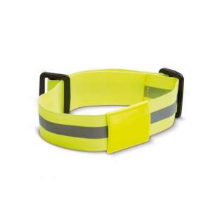 Toppoint design fluorescent, elastic bracelet with imprint possiblities at the attached clip. Bracelet has reflecting patterns and is adjustable. EN13356 certified. Suitable for runners, hikers, bikers and childeren in traffic.
