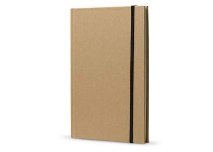 Notitieboek met kartonnen omslag in A5 formaat met elastiek en 160 gelinieerde cremekleurige 70g/m² pagina's.