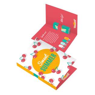 Full colour vouwkaart met 1 full colour bedrukt vierkant "rolletje"