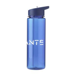 WoW! Waterfles met transparante body van Tritan™ Renew from Eastman. Met 50% gerecycled materiaal zonder dat dit ten koste gaat van de kwaliteit. De schroefdop is voorzien van een inklapbaar mondstukje en afsluitbaar rietje. Tijdens het drinken kun je je hoofd recht houden. Zo houd je tijdens het autorijden je blik op de weg als je drinkt. De fles is gemakkelijk aan één vinger mee te nemen. Duurzaam, herbruikbaar, lekvrij en BPA-vrij. Inhoud 650 ml. Per stuk in geschenkdoos.