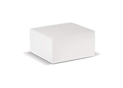 Cube with white paper. Printing is possible on each individual sheet. Circa 420 wood-free sheets of 90g/m². Each cube comes shrink wrapped.