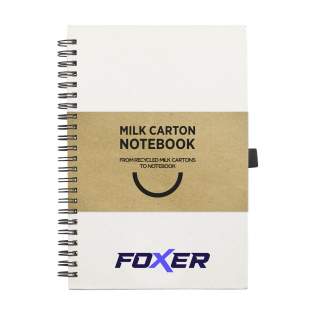 WoW! Durable A5 notebook with a cover made from recycled milk cartons (up to 70%). With 70 sheets of cream-coloured, lined paper (80 g/m²), a handy pen loop, elastic closure and a reading ribbon. Bound in a strong wire-o-binding.
The milk cartons consist of aluminum, paper and plastic. These materials are separated from each other and the leftover paper is used to make the cover of this notebook.