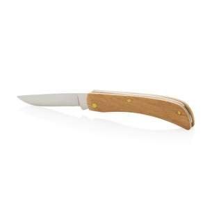 Faltbares Messer aus 100% FSC-Buchenholz und Klinge aus hochwertigem Edelstahl (420). Rockwell-Härte 42-52. Die Klinge ist lebensmittelecht, also auch für Lebensmittel geeignet. Verpackt in FSC-Mix-Kraftkarton.<br /><br />PVC free: true Faltbares Messer aus 100% FSC-Buchenholz und Klinge aus hochwertigem Edelstahl (420). Rockwell-Härte 42-52. Die Klinge ist lebensmittelecht, also auch für Lebensmittel geeignet. Verpackt in FSC-Mix-Kraftkarton.<br /><br />PVC free: true