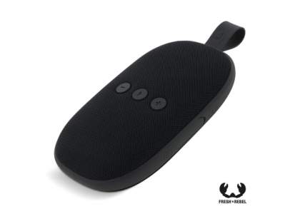 This portable Bluetooth speaker is made to take anywhere. The rounded shapes and flat design of this Bold X is made of waterproof (IPX7) material and has a battery life of 8 hours. The Rockbox Bold X has clear sound and powerful bass, and you can connect it to another Bold X for stereo listening.