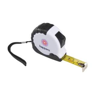 WoW! Environmentally friendly tape measure made from recycled ABS plastic. With hardened steel strap (band width 19 mm) and measure displayed in both centimetres and inches. Comes with non-slip rubber housing, belt clip and wrist strap. Each item is supplied in an individual brown cardboard box.