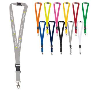 Lanyard en polyester existant en une multitude de couleur avec séparateur plastique, mousqueton métal et clip sécurité noir. Possibilité de marquage en transfert. Fabriqué dans une usine audité BSCI. Tous nos produits sont testés et certifiés, et rép...