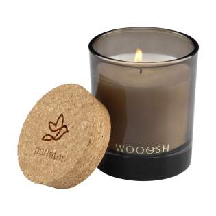 Decorative Wooosh scented candle poured into a beautifully polished glass jar supplied with a cork lid. This candle creates a pleasant scent and a peaceful atmosphere. The scented candle is made from wax, 5% of which is eco-friendly soy wax, and 5% fragrance oil. As soon as you light the candle you experience harmony and nature. This spicy scent sensation contributes to peace and relaxation while practicing yoga and meditation. It is a refreshing experience in a wellness area or in your bathroom. This luxurious scented candle fits in any environment and has no less than 32 burning hours. 
When you light the candle for the first time, let the top layer of wax melt completely. This ensures an even burn and the best possible fragrance experience. The perfect gift for any occasion. Each item is supplied in a luxurious Wooosh gift box.