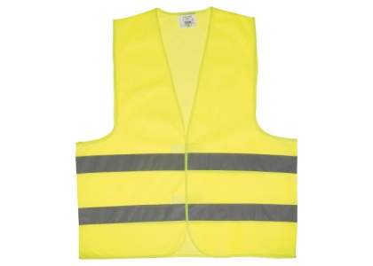 Yellow safety vest for adults with two reflecting strips and Velcro closure. Made of firm but light polyester which makes the vest comfortable to wear. Complies with the European EN20471 standard, class 2/2.