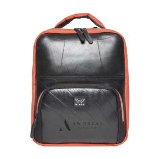 Backpack from the Ecowings brand. This cool backpack is made by hand from robust car inner tubes and recycled PET bottles. Supplied with a spacious main compartment and separate laptop storage for a laptop up to 17 inches in size. The front zip pocket offers space for small items that you would like to have at hand. Features include adjustable shoulder straps, a hanging loop, a padded handle and tough, waterproof zips with distinctive zip pulls. Fully lined. The foam reinforcement protects your laptop from damage and guarantees extra comfort when carrying it. All support material is made from recycled RPET. Due to the unique character of each inner tube, each bag is also unique. No two bags are identical. A beautiful, stylish product that will last for years. Washable, waterproof and Peta Approved Vegan (an animal-friendly alternative to leather). Capacity approx. 27 litres. Backpack from the Ecowings brand. This cool backpack is made by hand from robust car inner tubes and recycled PET bottles. Supplied with a spacious main compartment and separate laptop storage for a laptop up to 17 inches in size. The front zip pocket offers space for small items that you would like to have at hand. Features include adjustable shoulder straps, a hanging loop, a padded handle and tough, waterproof zips with distinctive zip pulls. Fully lined. The foam reinforcement protects your laptop from damage and guarantees extra comfort when carrying it. All support material is made from recycled RPET. Due to the unique character of each inner tube, each bag is also unique. No two bags are identical. A beautiful, stylish product that will last for years. Washable, waterproof and Peta Approved Vegan (an animal-friendly alternative to leather). Capacity approx. 27 litres.