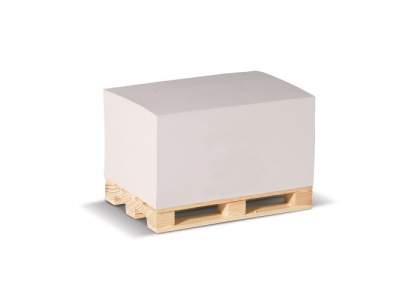 Pallet block with approximately 530 sheets of 100% recycled paper.