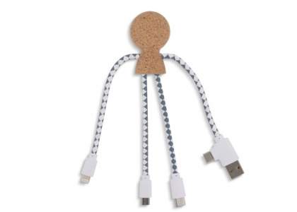 Mr. Bio Cork ist unser neuestes Multiladekabel mit einem dualen USB- und USB-C-Eingangsanschluss und drei Anschlüssen zum Laden Ihrer Geräte. Es ist aus Kork und DuPont Tyvek-Kabeln hergestellt. Es wird in einem eleganten, nachhaltigen FSC-Papierumschlag verpackt.