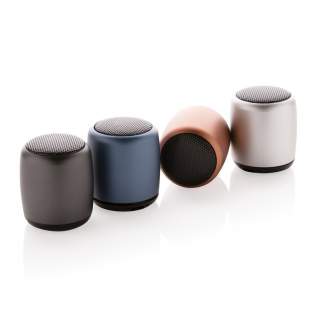 Pocket size 3W wireless speaker with surprisingly powerful sound. Made out of durable aluminium. With 180 mAh battery that allows a playing time up to 3 hours on one single charge and operating distance of 10m using BT5.0. Including PVC free TPE material charging cable.