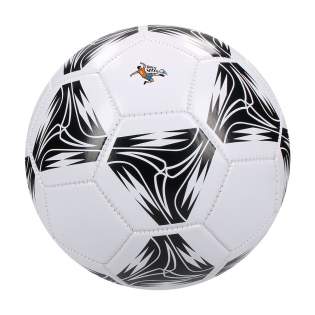 Werbefußball im sportlichen Design. Der 3-lagige Fußball der Größe 5 besteht aus glänzendem PVC und hat 32 Felder. Der Ball ist 2,0 mm dick und ist mit einem Butyl-Ventil und einem Innenball aus Latex ausgestattet. Maschinell genäht. Der Ball ist bei Lieferung nicht aufgeblasen.