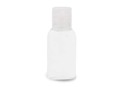 Elégante bouteille avec gel nettoyant pour les mains à base d'alcool (70%). Elle se glisse facilement dans les sacs, sacs à dos et valises.
