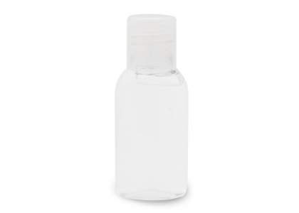 Elégante bouteille avec gel nettoyant pour les mains à base d'alcool (70%). Elle se glisse facilement dans les sacs, sacs à dos et valises. L'étiquette de contenu est toujours imprimée sur la bouteille.