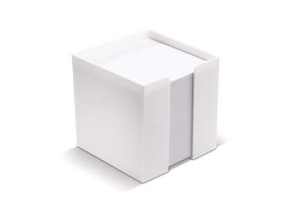 Cube papier. 800 feuilles blanches. Marquage feuille à feuille possible. Livré sous polybag individuel. 90g/m².