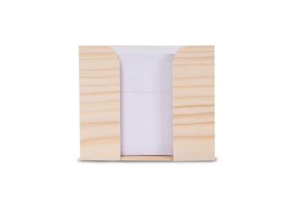 Cube papier en bois avec env. 650 feuilles de papier 100% recyclé. 90g/m².