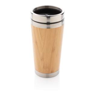 This unique tumbler comes with 304 foodgrade and rustproof stainless steel interior walls and organic bamboo exterior. Keep your drinks hot for up to 3h and cold for up to 6h. Perfect fit for in the car. Content: 450 ml.
