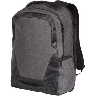 A sleek, 17" laptop backpack with USB port and cable. Equipped with RFID protection in side pocket, additional zippered pockets and a trolley strap on the back. The top and front grab handles and padded shoulder straps make it easy to carry around. There may be minor variations in the colour of the actual product due to the nature of the fabric dyes, weaves, and printing.