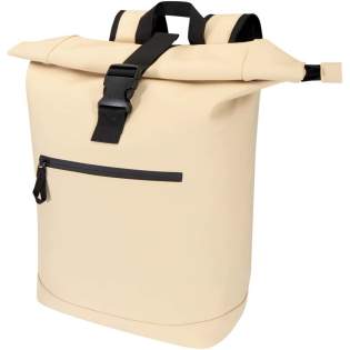 Crafted from premium recycled PU leather with colour-matching RPET lining, this rolltop backpack blends modern style with lasting durability. Its water-resistant finish keeps your essentials protected, while the rolltop closure offers flexible storage, perfect for commuting, travel, or the gym. Inside, a padded compartment fits laptops up to 15.6", with an additional zipped pocket to keep your tech and daily essentials organised. On the exterior, a front zipped pocket with a waterproof zip provides secure access, while padded, adjustable shoulder straps and a breathable back panel ensure all-day comfort.