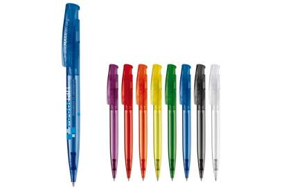 Toppoint design balpen, geproduceerd in Duitsland. Deze pen bevat een blauwschrijvende Jumbo vulling voor 4,5km schrijfplezier en heeft transparante onderdelen.