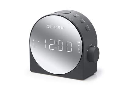 Ce radio-réveil compact est doté d'un écran miroir. En outre, le radio-réveil est équipé d'une double alarme qui vous permet de régler différentes heures de réveil. Par exemple, vous et votre partenaire pouvez programmer des heures d'alarme distinctes ou vous pouvez programmer une deuxième alarme pour vous-même.