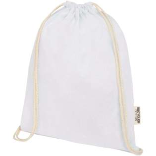Le sac avec cordon de serrage Oregon confectionné à 100 % en coton recyclé certifié GRS est le cadeau idéal à distribuer pour promouvoir votre marque ou votre campagne marketing. Ce sac léger est peu coûteux, facile à porter sur le dos ou sur l'épaule et offre suffisamment d'espace pour ajouter un logo, slogan ou autre message. Le cordon de serrage permet de l'ouvrir et de le fermer facilement, et le coton de 140 g/m² est solide et durable. Grand compartiment principal avec fermeture à cordon en coton. Capacité de charge maximale de 5 kg. Le sac avec cordon de serrage Oregon confectionné à 100 % en coton recyclé certifié GRS est le cadeau idéal à distribuer pour promouvoir votre marque ou votre campagne marketing. Ce sac léger est peu coûteux, facile à porter sur le dos ou sur l'épaule et offre suffisamment d'espace pour ajouter un logo, slogan ou autre message. Le cordon de serrage permet de l'ouvrir et de le fermer facilement, et le coton de 140 g/m² est solide et durable. Grand compartiment principal avec fermeture à cordon en coton. Capacité de charge maximale de 5 kg.