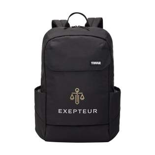 Sac à dos élégant en polyester de la marque Thule. Le compartiment généreux comporte une poche de protection pour un ordinateur portable jusqu'à 15,6 pouces et une pochette pour une tablet jusqu'à 10,5 pouces. La poche frontale avec fermeture à bouton-pression permet d'accéder rapidement au téléphone, aux clés et autres accessoires. Des poches latérales et une poche zippée cachée se trouvent à l'arrière.  Les sangles d'épaule réglables en mousse et le panneau arrière rembourré en mousse garantissent un excellent confort de transport. Le sac à dos idéal pour les trajets quotidiens. Entièrement doublé. Capacité env. 20 litres.