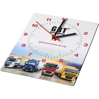 Wall clock made with vibrant in-mould labelling for exceptional brand exposure. The clock face is made from at least 97% recycled materials.