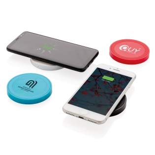 Wireless charger to charge all wireless devices. With silicone ring that prevents your phone from sliding around. The LED indicator will light up when the device is charging. Compatible with all QI enabled devices like Android latest generation, iPhone 8 and up. Input: 5V/1,5A. Wireless Output: 5V/1A, 5W.<br /><br />WirelessCharging: true