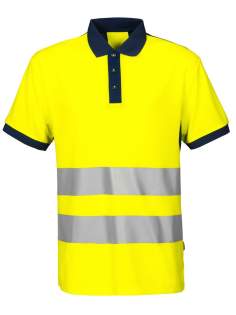 • bicolor polo met drieknoopssluiting<br />• ribboord aan de kraag<br />• functioneel materiaal dat vocht wegvoert van het lichaam<br />• sneldrogend<br />• krimp- en kreukvrij<br />• gesealde reflectiebanden met stretch