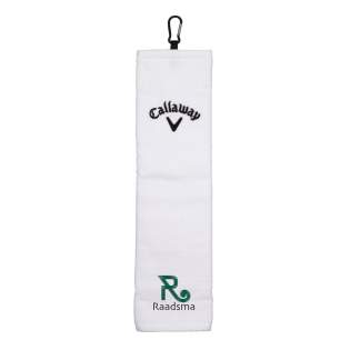 500 gramm cotton golf towel folded thrice with carabiner, size: 14 x 53 cm