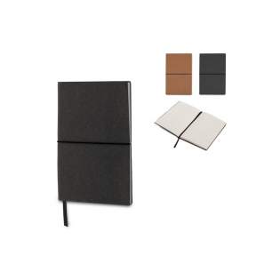 Fancy notebook with a natural look. The cover is made of recycled leather and is durable against wear and tear. The notebook contains 160 cream coloured pages and a ribbon. It can be closed by an elastic strap.