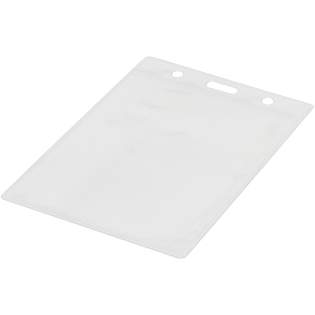 Porte-badge avec insert au dos et ouverture sur le haut pour attacher à une lanière ou à un clip extensible. Ce produit convient pour une carte de 9,2 x 7,8 cm.