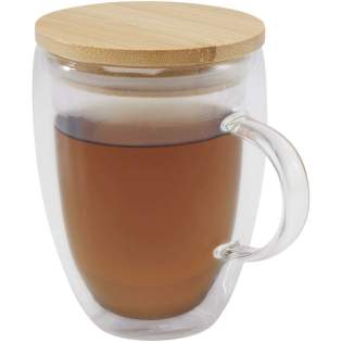 350 ml double-walled glass cup providing insulation, keeping drinks warm for longer. The included bamboo lid provides additional insulation, helps prevent spills and preserve the drink’s aroma, making it a practical choice for daily use. 350 ml double-walled glass cup providing insulation, keeping drinks warm for longer. The included bamboo lid provides additional insulation, helps prevent spills and preserve the drink’s aroma, making it a practical choice for daily use.