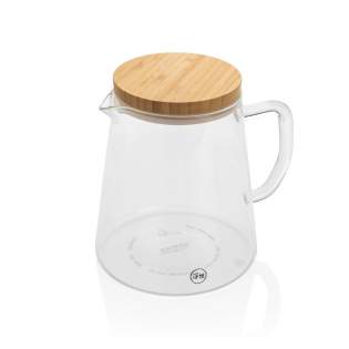 This Ukiyo carafe will upgrade any dining table! The beautiful carafe is crafted from durable borosilicate glass and will withstand different temperatures- serve ice cold drinks or warming tea, whatever you fancy! The modern shape and clean lines will suit any table. The bamboo lids adds a natural touch. Capacity 1.2L.