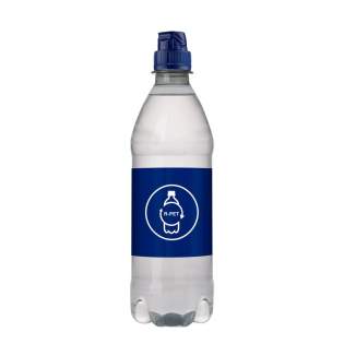 500 ml natuurlijk bronwater in een gladde R-PET fles met sportdop. Kleur dop blauw. 500 ml natuurlijk bronwater in een gladde R-PET fles met sportdop. Kleur dop blauw.