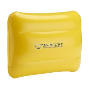 Inflatable PVC pillow with safety valve.